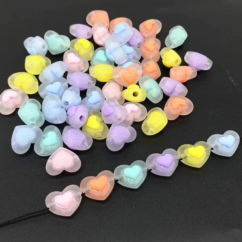 20 pcs Matte effect Heart Acrylic Beads Charms Bracelet Necklace  For Jewelry Making DIY Accessories