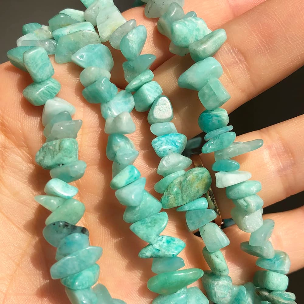 5-8mm 30'' Natural Blue Amazonite Gravel Stone Irregular Chips Loose Spacer Beads For Jewelry DIY Making Bracelet Accessories