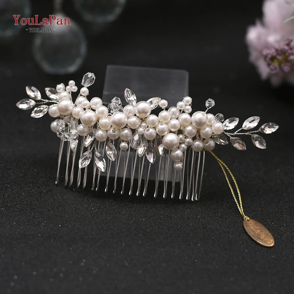 YouLaPan HP13 Silver Bridal Headwear Luxury Crystal Wedding Hairpins Hair Comb  Elegant Imitation Pearl Hair Comb Hair Clip