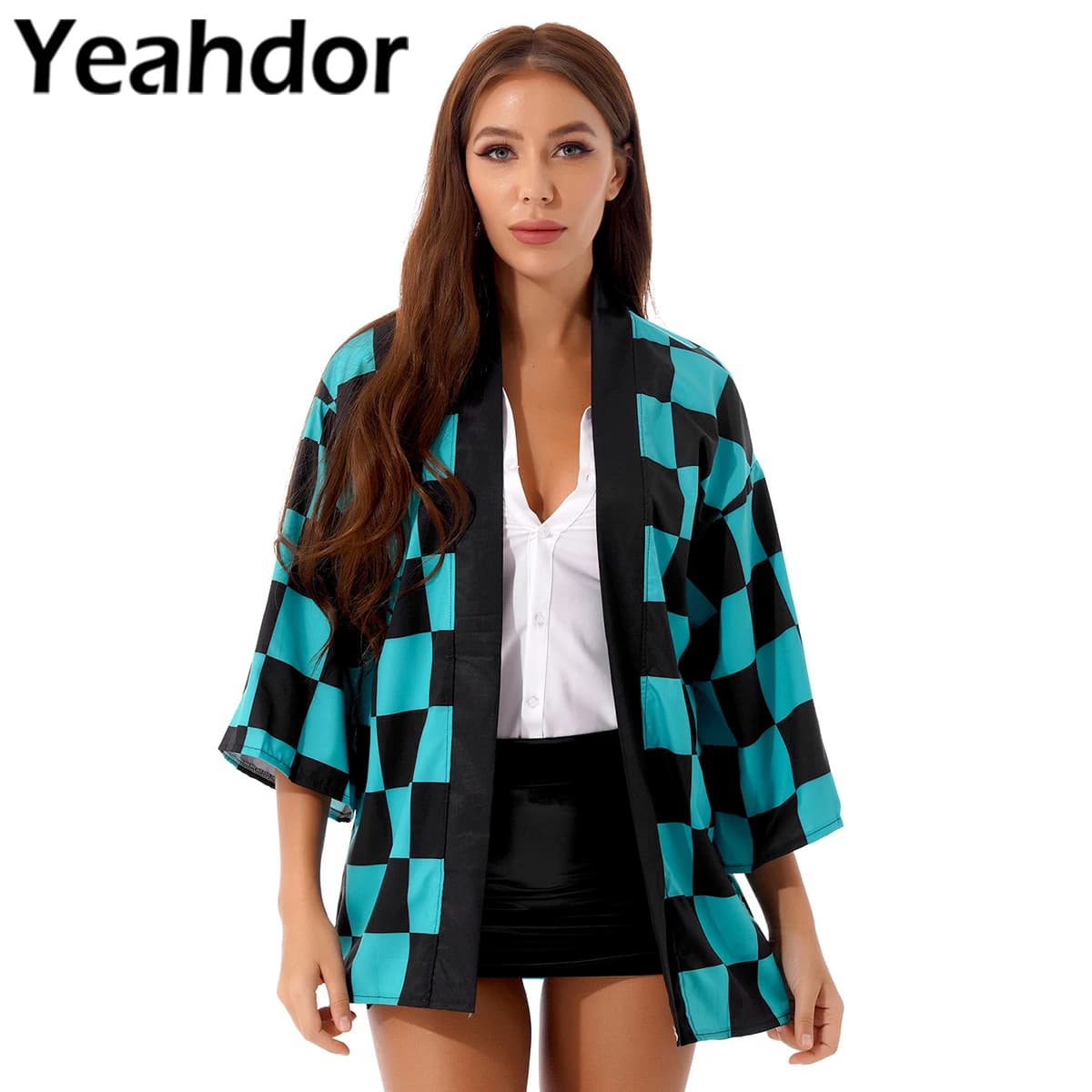 2021 Women Stylish Printing 3/4 Sleeve Kimono Robe Nightwear Cosplay Costume Anime Role Play Cardigan Shirt Outwear Tops