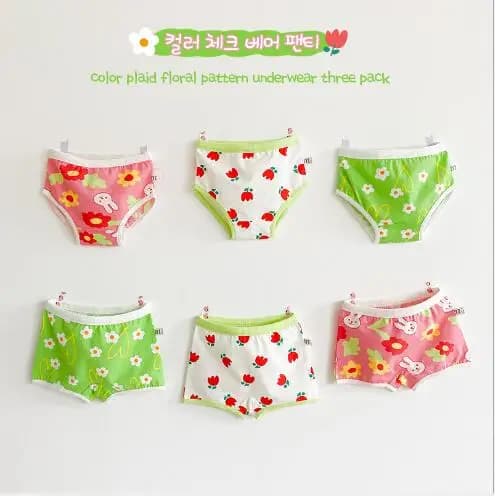3Pcs Spring and summer cartoon underwear rabbit cute baby girl underwear