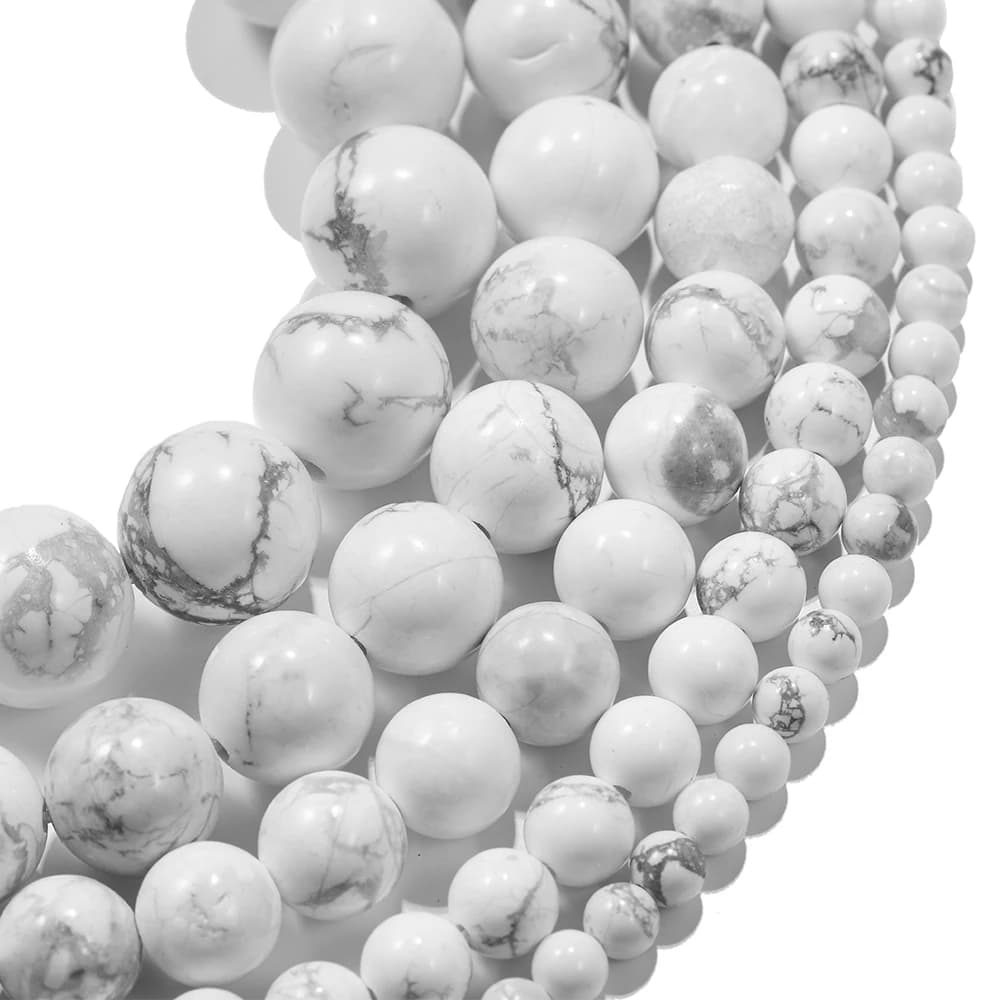 1strand/lot 4/6/8/10mm White Howlite Turquoises Round Loose Spacer Natural Stone Beads For DIY Bracelet Jewelry Makings Supplies