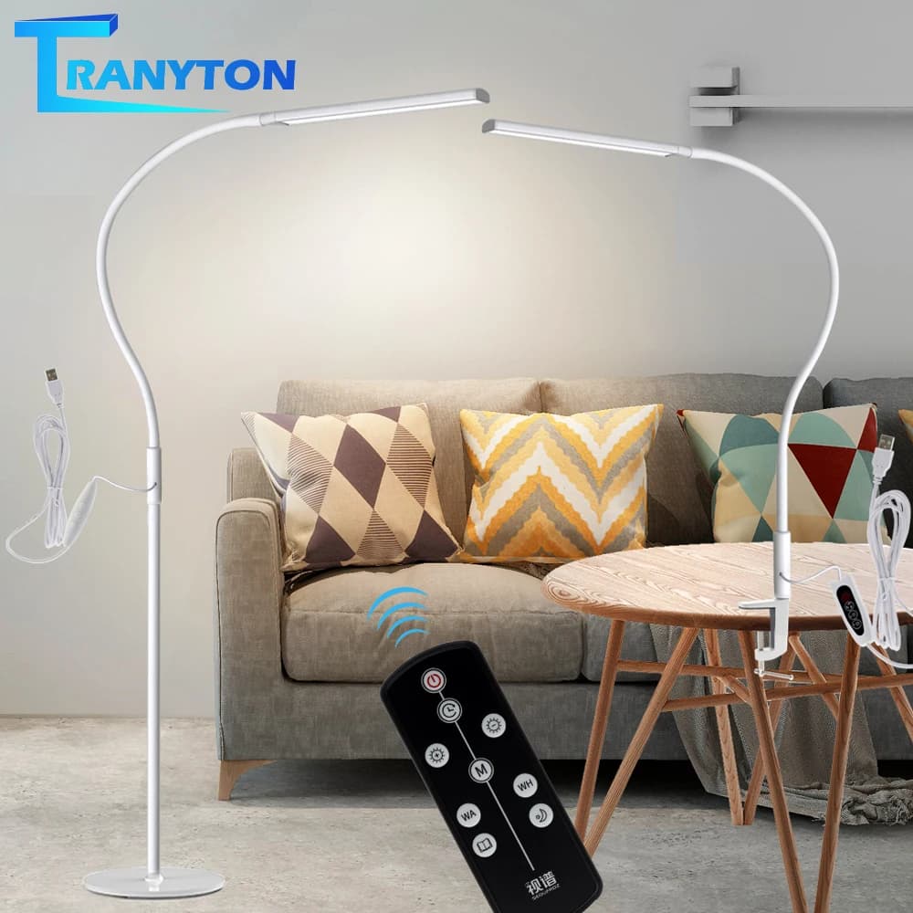 Long Arm Office Desk Lamp 10W Flicker Free Eye Protection Reading Lamp 3 Color Dimable Adjustable Working Study Light.