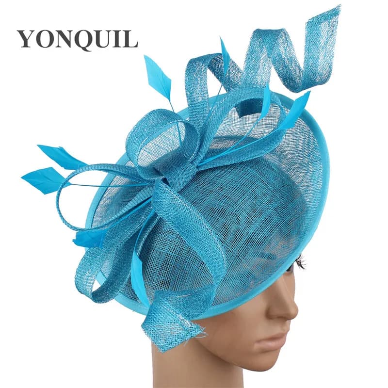 Formal Women Wedding Chuch Hat Bride Mariage Chapeau Ladies Party Occasion Derby Fascinator Sinamay Hat With Headband Accessory