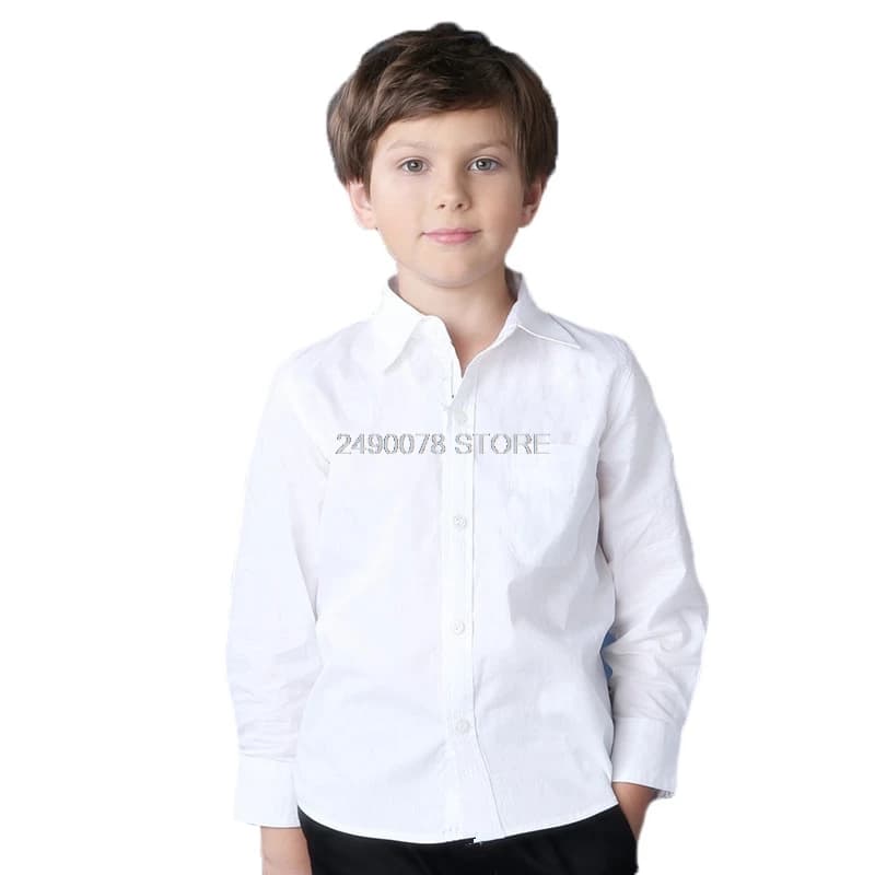 Boys Girls Speech contest 100% Cotton Shirts Kids Formal Shirts Teenagers School Performance Uniform 4-16 Years Party Vestidos