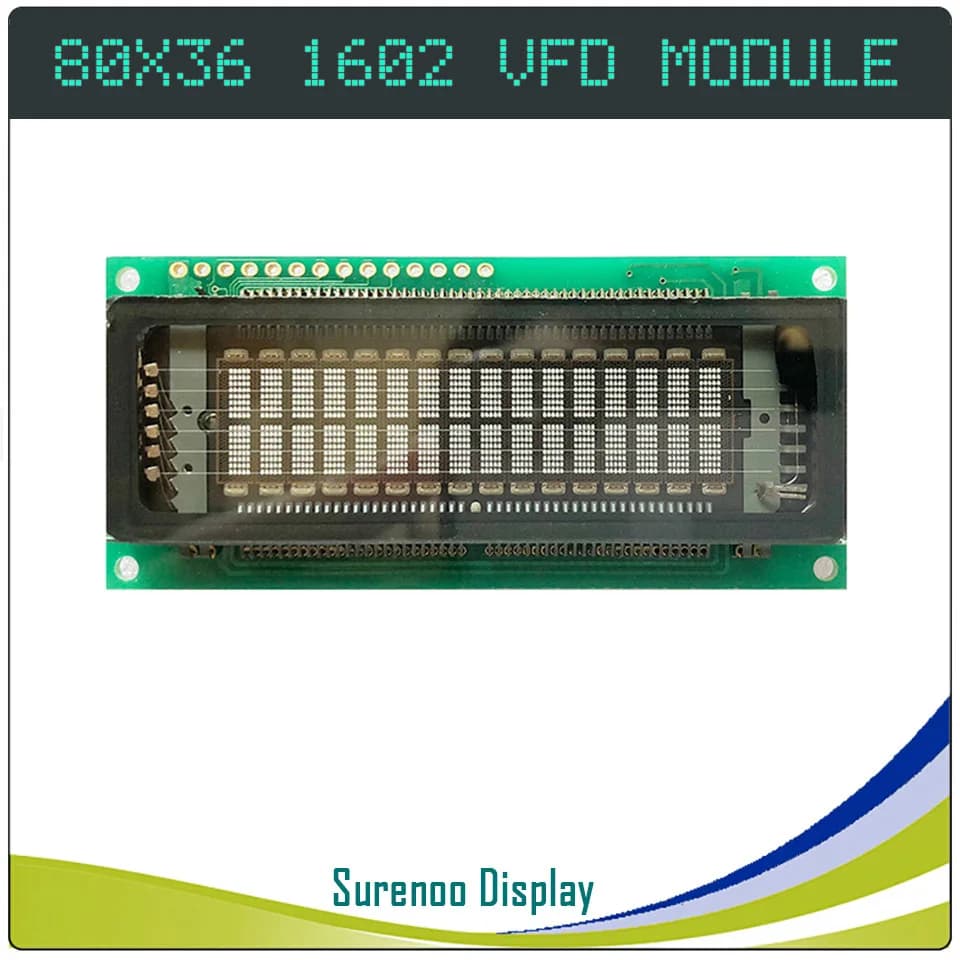 Surenoo 80*36 1602 16X2 Parallel Serial SPI VFD Display Screen KH162SD01 Compatible  16T202DA2 M162SD07FA CU16025 162 LCD Module