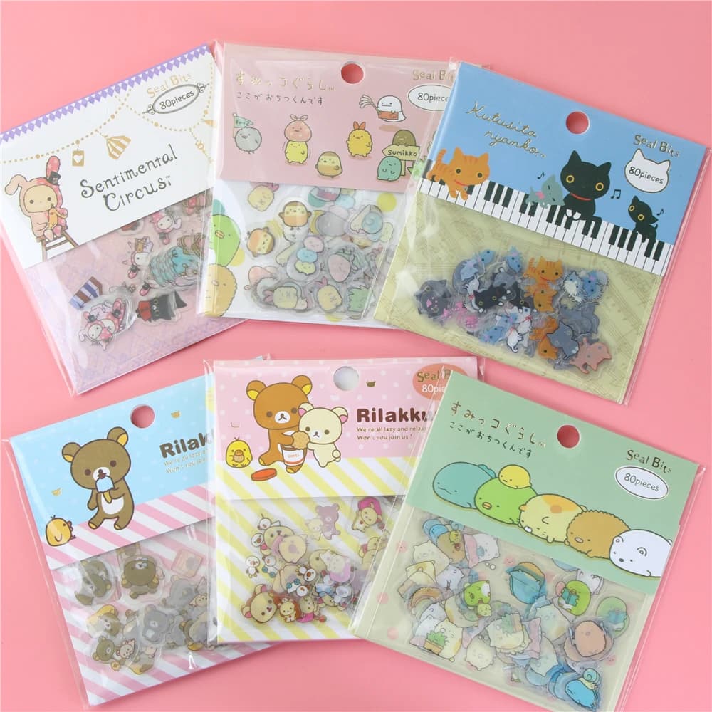80 Piece/pack Corner Easily Bear Easily Bear Sticker Pack Sticker A Children's Stationery Kit DIY Decorative Stickers Notebook
