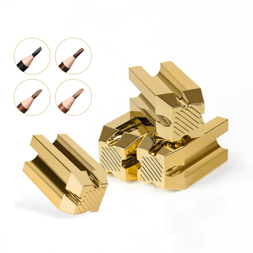 4 Slots Gold Plating Microblading Waterproof Eyebrow Pencil Sharpening Permanent Makeup Tattoo Supplies Pen Tip Thin Set