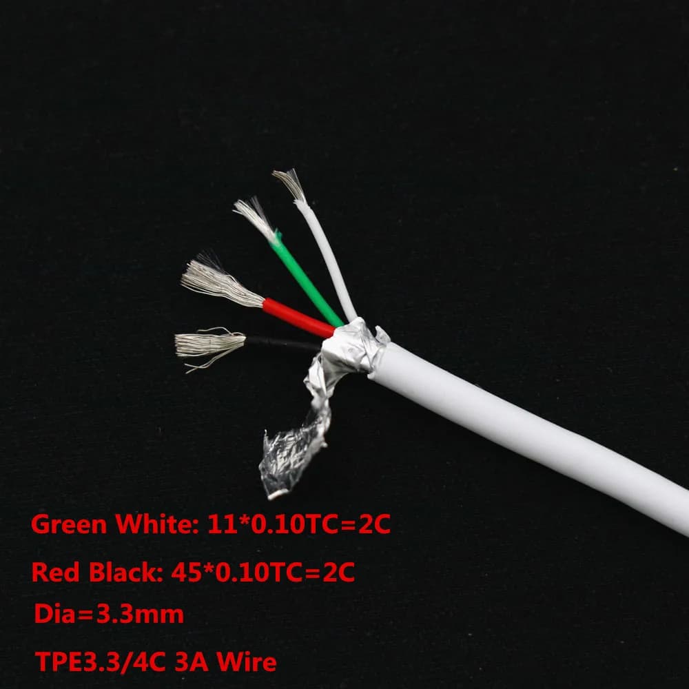 Angitu 10m/lot 3A 4Core USB Wire Shielded Fast Charging DIY USB Cables Use Tin Copper Wire