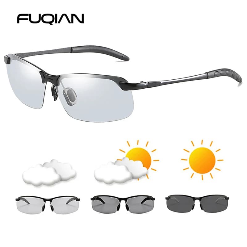 Fashion Half Frame Photochromic Sunglasses Men Women Classic Chamelon Polarized Sun Glasses Male Vintage Fishing Driving Shades