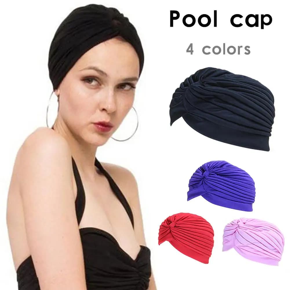 Wholesale Swimming Cap Elastic Nylon Turban Pool Bathing Hats For Outdoor Sports Yoga Elastic Polyeste Indian Turban Head Scarf