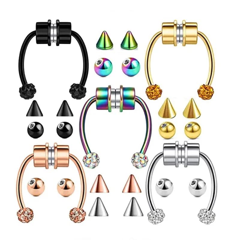 1 Pcs Fake Nose Ring Hoop Nose Septum Rings Goth Magnet Nose Punk Fake Non Piercing Body Jewelry Unusual Costume Jewelry