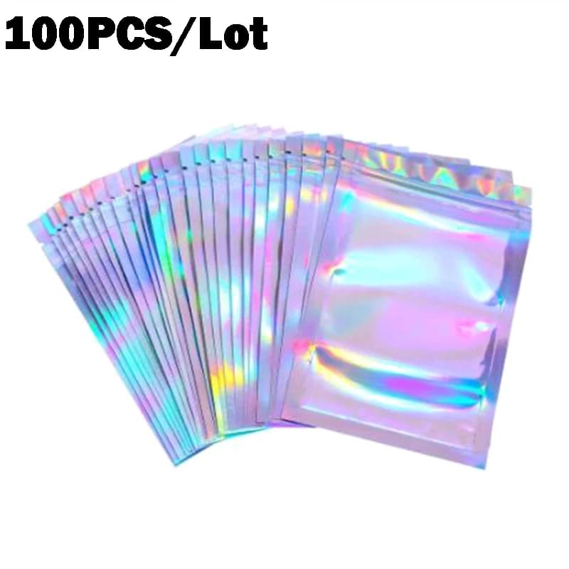 100pcs Bubble Bag Translucent Zip Lock Bags Holographic Storage Bag Xmas Gift Packaging Socks Sexy Lingerie Glove Cosmetics