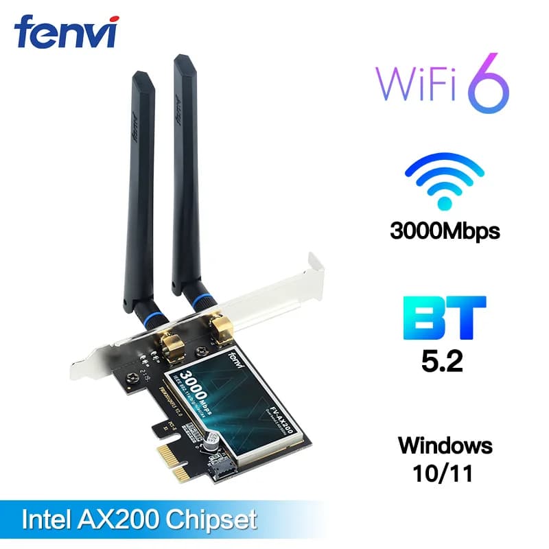 2974Mbps WiFi6 AX200 PCIE WiFi Card Adapter Bluetooth5.2 Dual Band 2.4G/5Ghz 802.11AX Wireless Adapter For Pc Desktop Windows 10