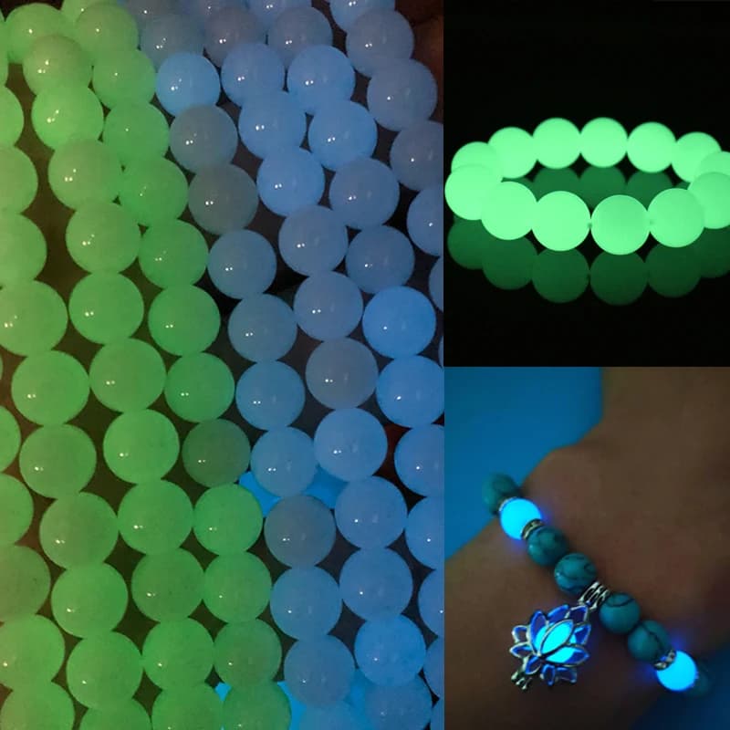 6/8/10/12mm Luminous Light Glowing Round Stone Loose Beads for Jewelry Making Bracelet and Necklace Loose Round 15" Strand