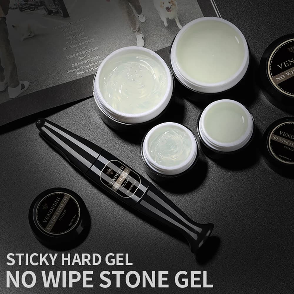 Vendeeni Sticky Hard Gel Pinhole Head For Hemming Caulking No Wipe Stone Gel Paste Nail Art Rhinestone Decor Without Fluidity