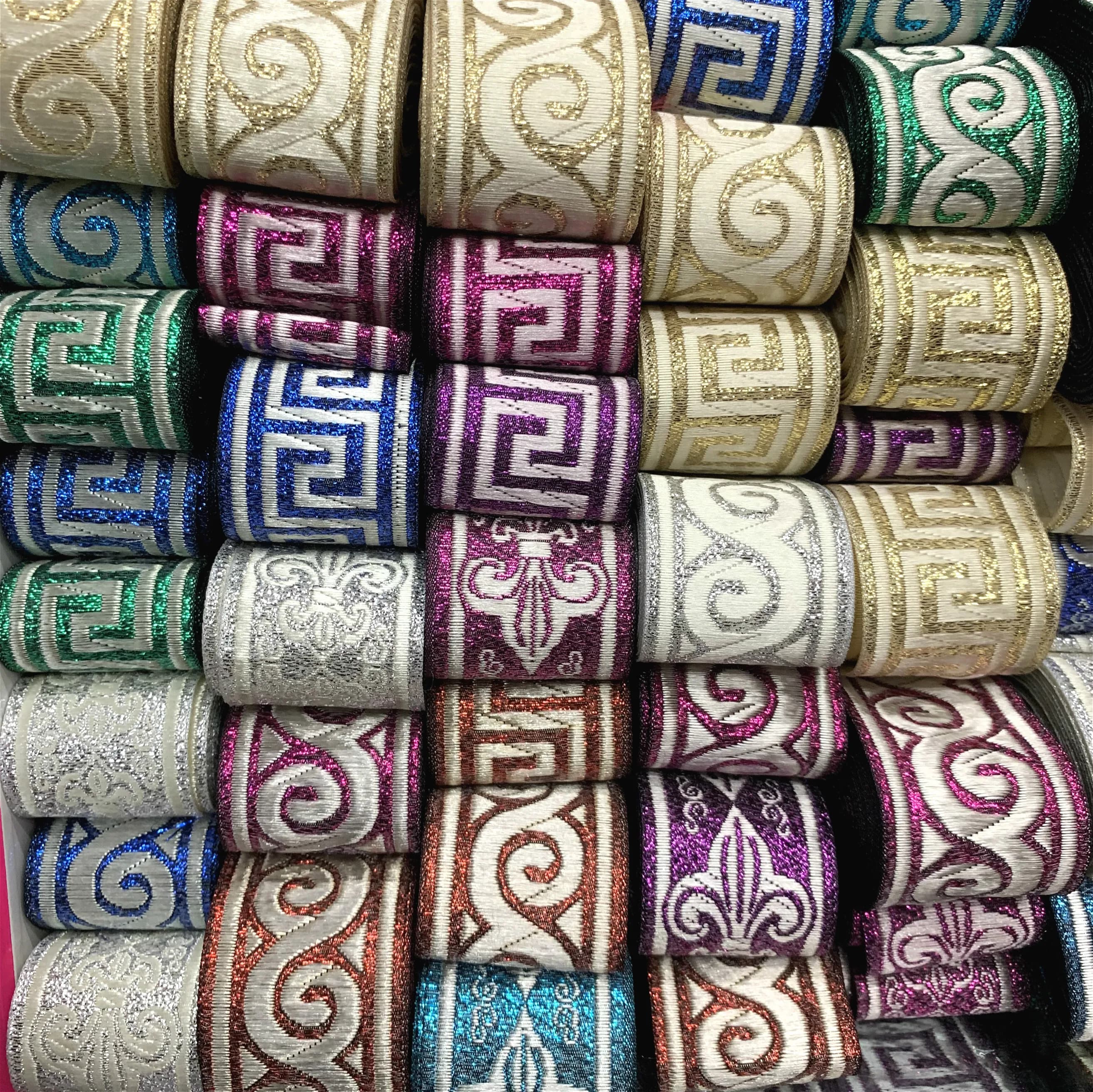 ZERZEEMOOY 48 Design 33MM 1.5 INCH 10YARD/LOT Polyester Geometric The Great Wall Of China Folk Style Single Face Jacquard Ribbon