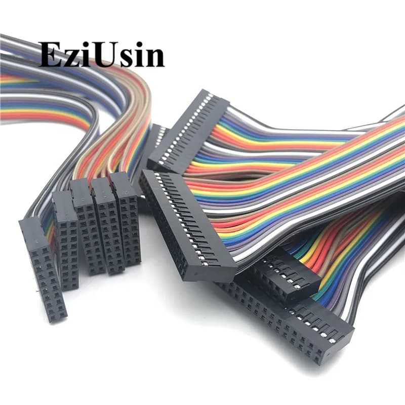 Dupontline Dupont Wire Cable 20cm Female Male 2.54mm Pin Header Connector Double Row Head 2*2/3/4/5/6/7/8/9/10/12/13/15/16/20p
