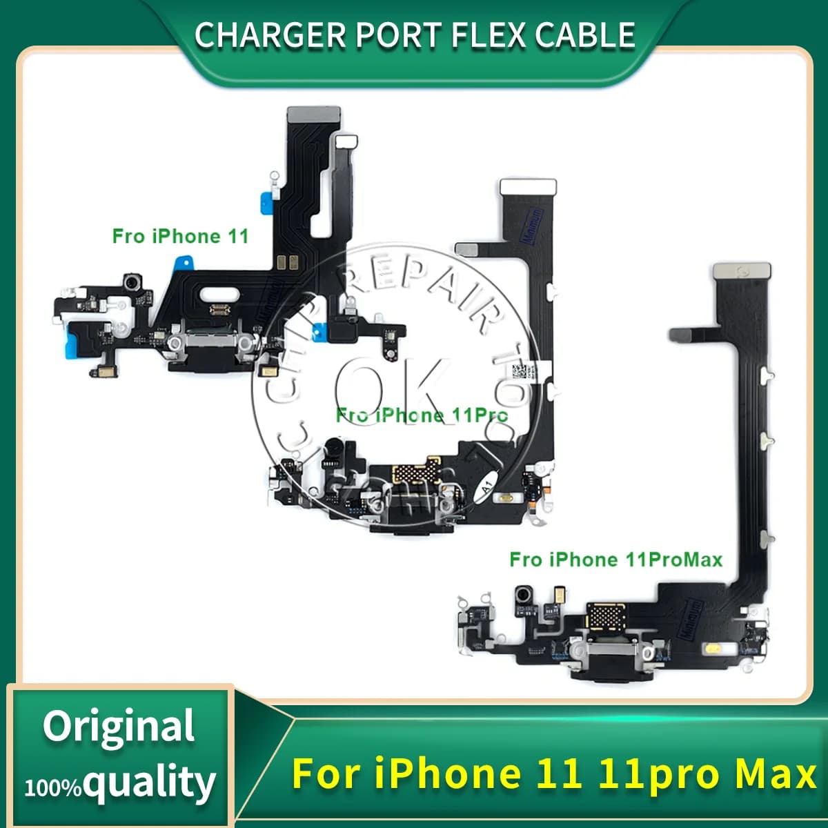 ORIGINAL USB Charger Port Flex Cable For iPhone 11 11pro Max Dock Charging Connector With Microphone IC Ribbon Replacement