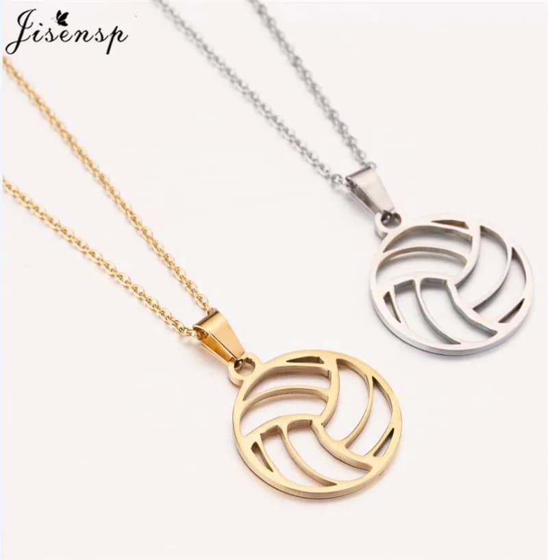Fashion Beach Volleyball Pendant Necklace Hollow Football Stainless Steel Circle Charm Necklaces Sport Jewelry Graduation Gift