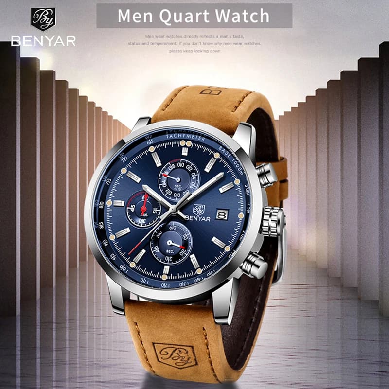 BENYAR 2025 New quartz men's watches Multifunction sport Wristwatch mens top brand luxury watch men military watch Reloj hombres