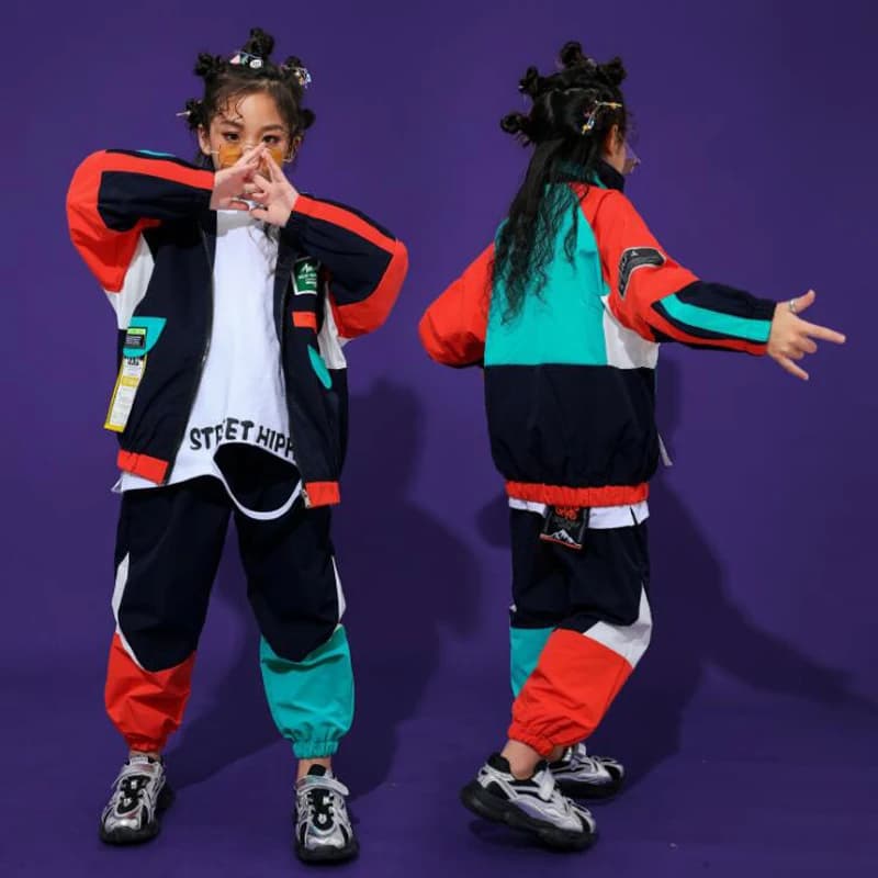 Kid Fashion Cool Hip Hop Clothing  Top Pullover Pocket Running Casual Pants for Girls Boys Jazz Dance Costume Clothes