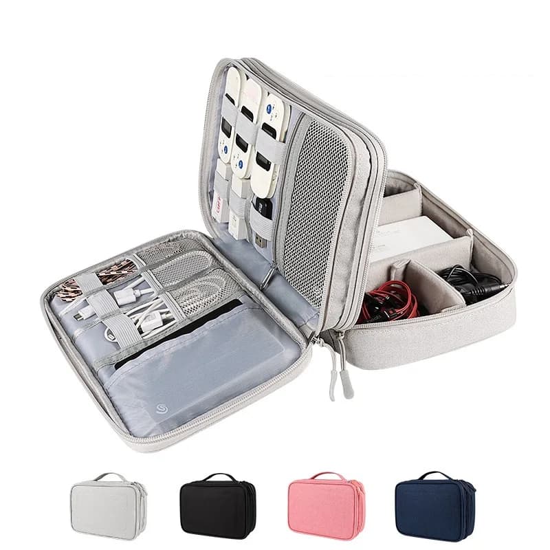 Electronics Accessories Organizer Bag, Travel Cable Organiser Bag, Universal Carry Travel Gadget Bag for USB Cable Drive, SD Car