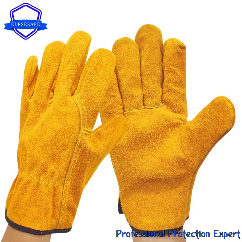 Cow Leather Welder's Gloves Temperature Resistant Fire-Proof Cowhide Work Safety Gloves Hands Protection Anti-Cut Garden Gloves