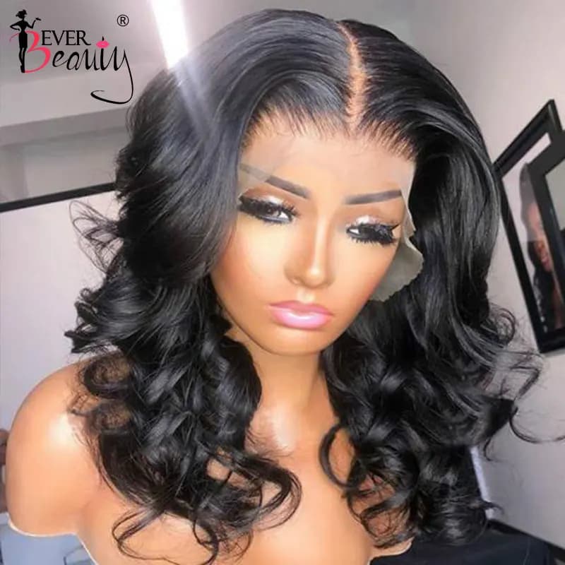 13X4 Body Wave Lace Front Human Hair Wigs For Women Brazilian Lace Frontal Wig 250 Density Pre Plucked Black Ever Beauty Remy