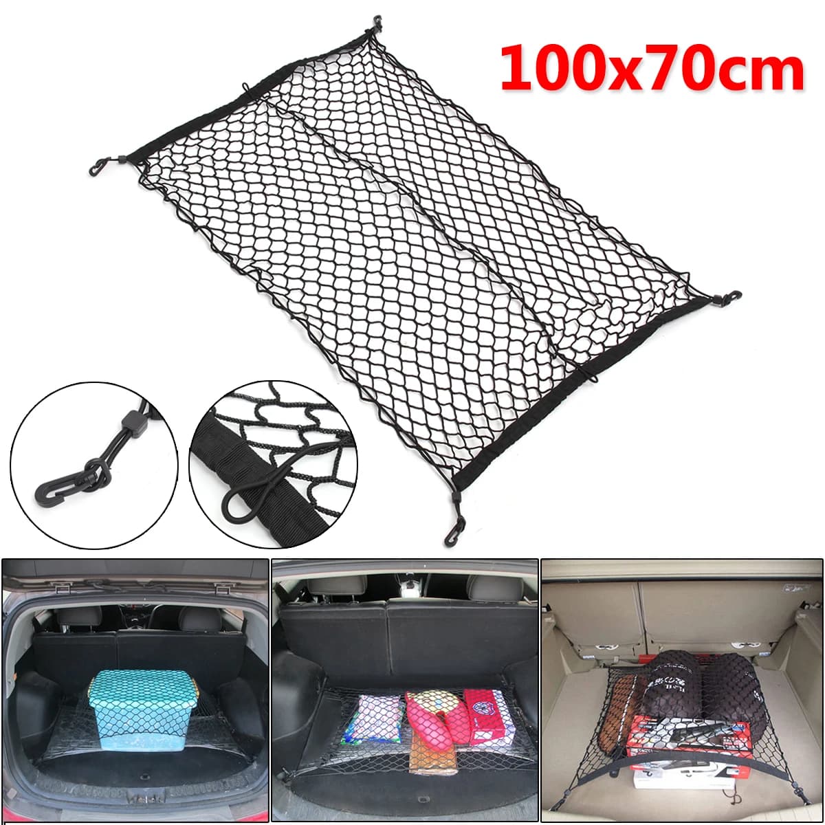 100x70cm Car Trunk Mesh Net Cargo Luggage Trunk for A4 B5 B6 B8 A6 C5 C6 A3 A5 Q3 Q5 Q7 E46 E39 E90 E36 E60 E34 E30 F30 F10