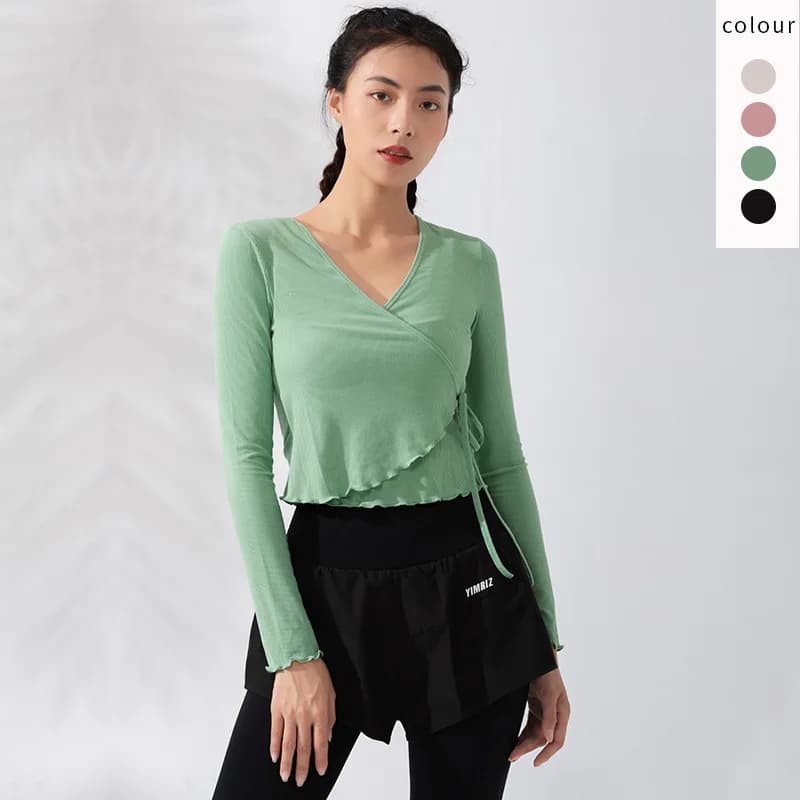 Classical Dance Clothes Women Long Sleeve Dance Warmer Ballerina DancewearTops Dance Costume Sports T-Shirt