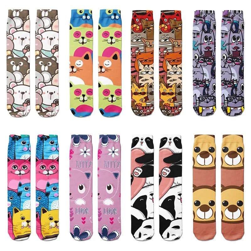 Fashion cartoon women's breathable socks Kawaii bear cute animal pattern girl socks unisex casual stockings
