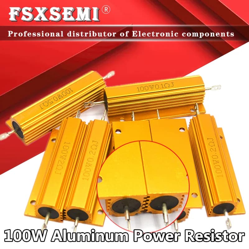 RX24 100W Aluminum Power Metal Shell Case Wirewound Resistor 0.01~200K 0.33 0.5 1 2 5 6 8 10 20 50 100 120 200 300 1K 5K 10K ohm