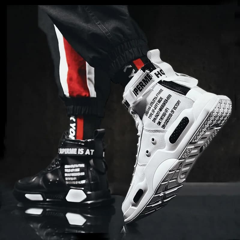 Men's Breathable Casual Shoes Autumn Heightening 2021 New Large 45 Sports Shoes Shock Absorbing Tennis Thick Soft High Top Shoes