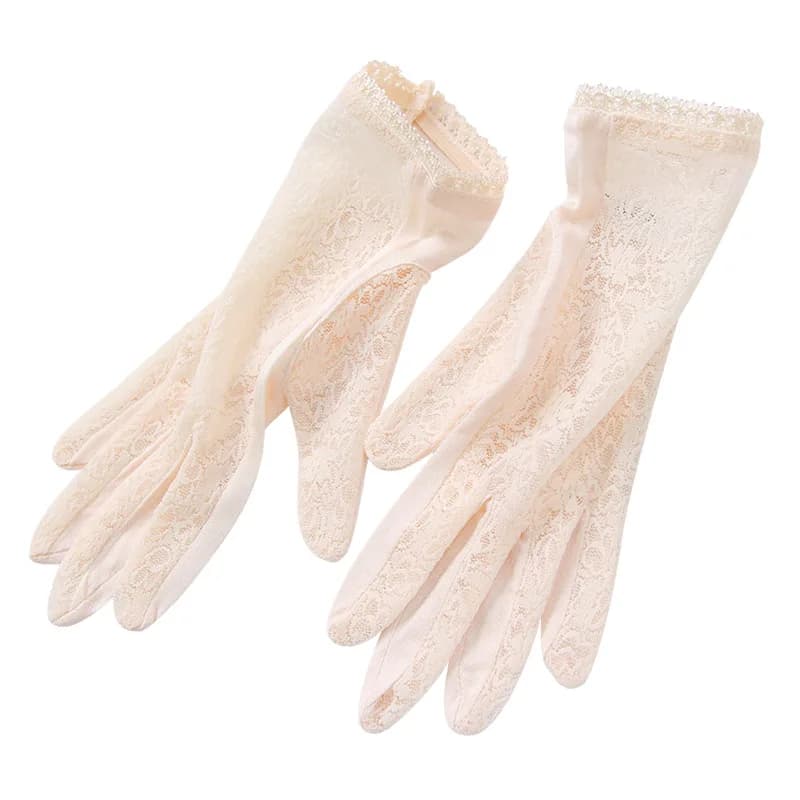 Sexy Summer Women UV Protection Sunscreen Short Sun Natural Silk Knit Mittens Thin Mulberry Silk Driving Lace Gloves K5