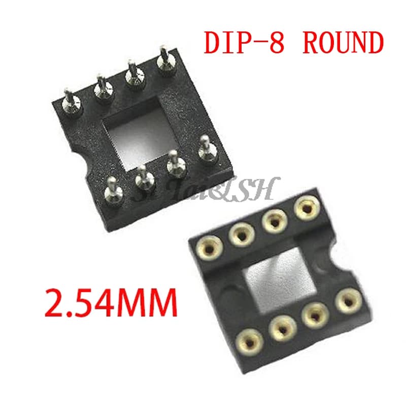 20pcs DIP-8 Round Hole 8 Pins 2.54MM DIP DIP8 IC Sockets Adaptor Solder Type 8 PIN IC Connector