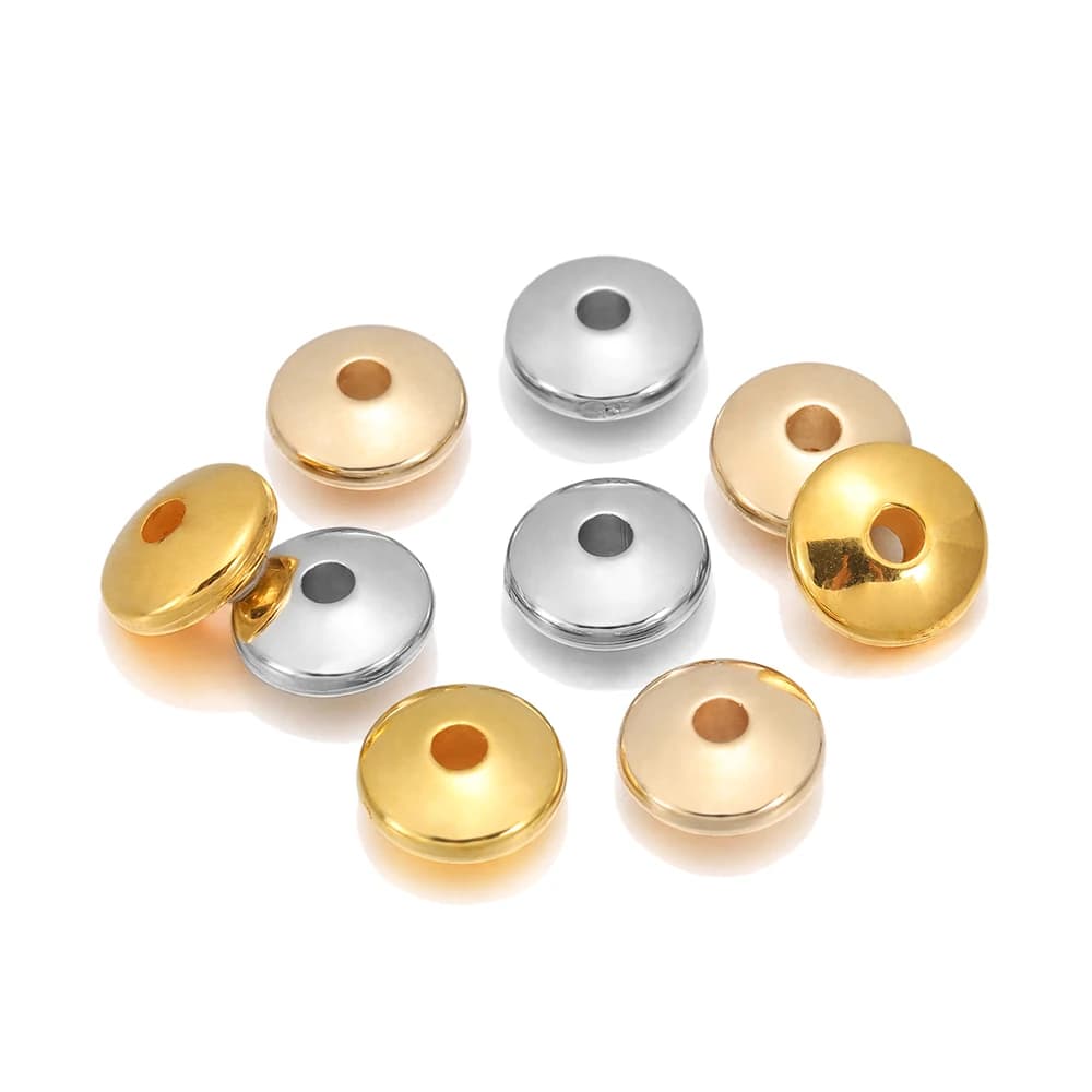 100pcs Rhodium Gold Color Flat Round Spacer CCB Plastic Bead Spacer Loose Charm Bead For DIY Jewelry Making Supplies Accessories