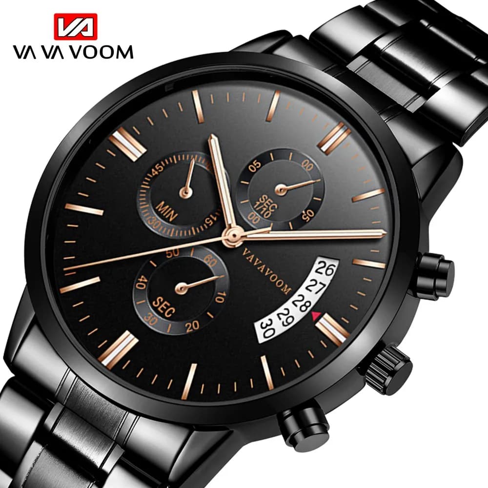 Stainless Steel Men Watches Luxury Top Brand Fashion Casual Dress Quartz Wristwatch Relogio Masculino Business Calendar Watches