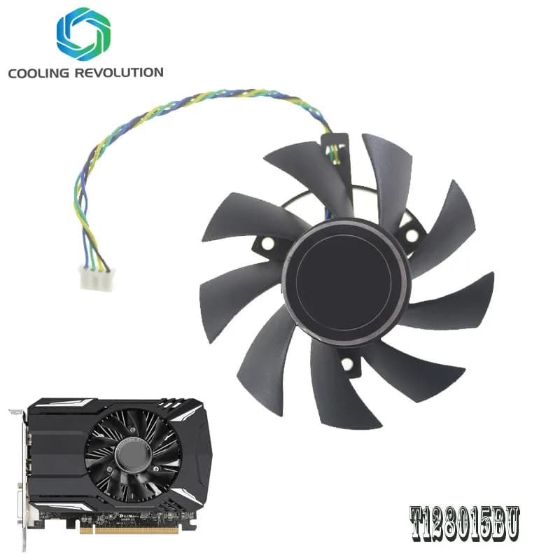 75MM T128015BU DC12V 0.50AMP 4Pin Graphics Card Fan for ASRock Phantom Gaming Radeon RX560 RX550