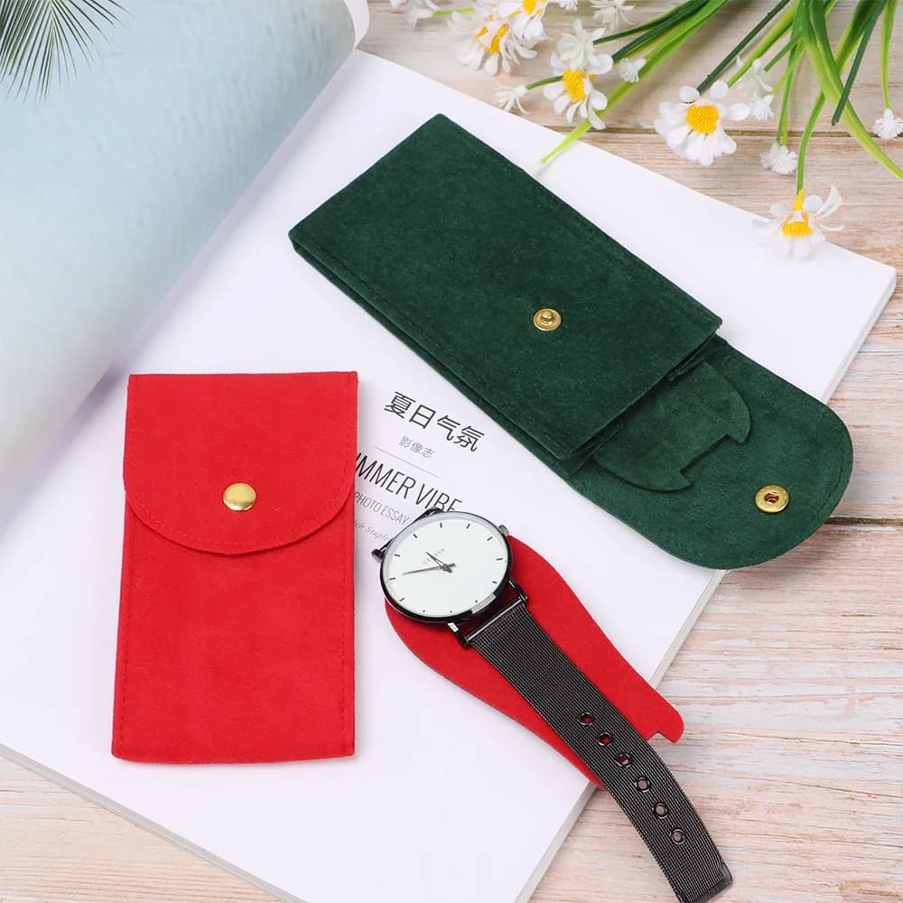 Portable Watch Bag Gift Shock-proof Press Velvet Snap Design Jewelry Box Watch Packing Pouch Storage Bag Single Watch Display