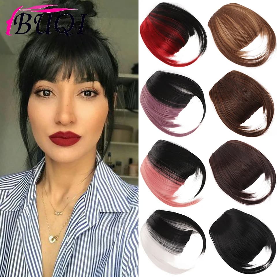 Buqi Fake Bangs False Fringe Clip on Fringe Bangs Black Brown Blonde For adult Women Hair Accessories