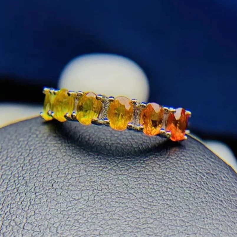 CoLife Jewelry Natural Yellow Sapphire Ring for Daily Wear 6 Pieces 3mm * 4mm Sapphire 925 Silver Sapphire Jewelry