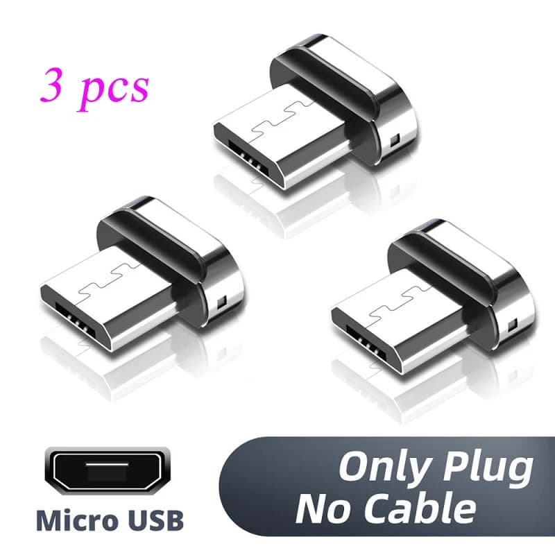 3 PCS Square Magnetic Tips for Mobile Phone Replacement Parts Micro Type C Magnet Charger Cable Plug Converter Charging Adapter