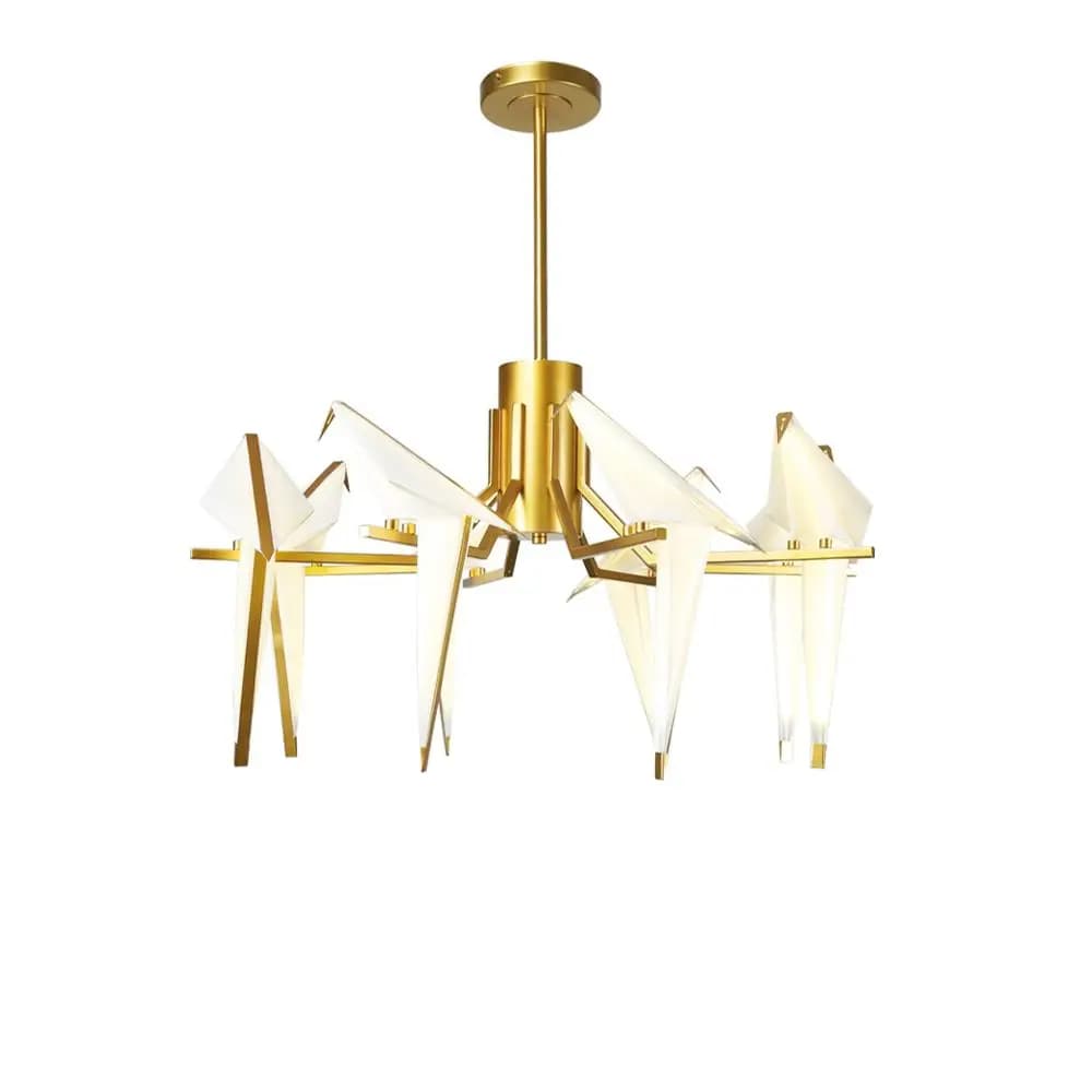 LED Postmodern Iron Acryl White Gold Love Bird Designer Lustre Chandelier Lighting  For Dinning Room Foyer