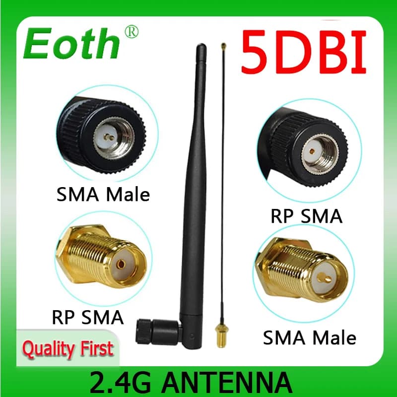 EOTH 1 5pcs wholesale 2.4g antenna 5dbi sma female wlan wifi 2.4ghz antene SMA male pigtail Extension Cable iot module antena