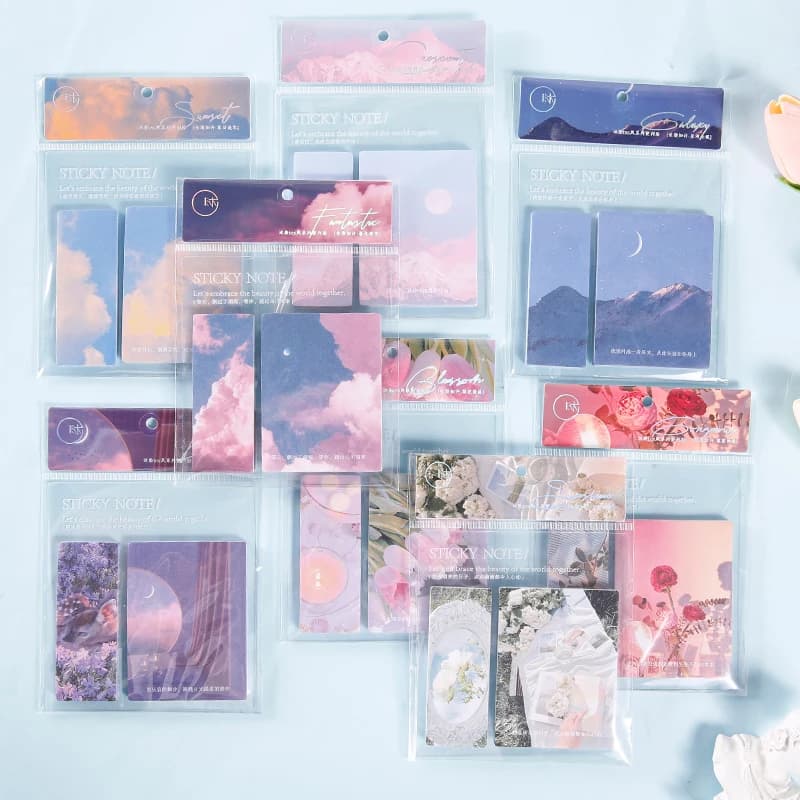 30 Pcs Ins Style Flower Scenery Sticky Notes Self Adhesive Memo Pad Bookmark Marker Scheduler Paper Stickers Cute Stationery