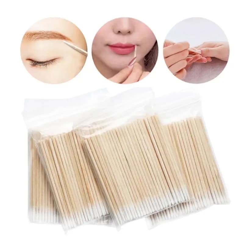 100pcs 7CM Wood Cotton Swab Cosmetics Permanent Makeup Health Ear Clean Sticks Buds Tip Cotonete Tattoo Supplies