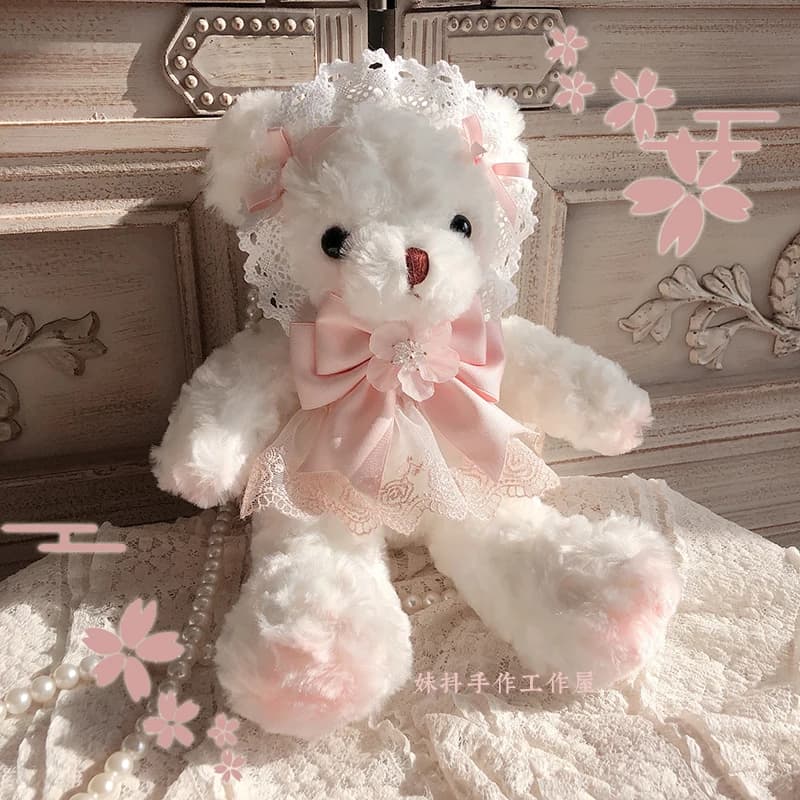 Sakura Bear Bag Original Handwritten Lolita Pink jk Shoulder Bag Cute Bow Harajuku Blue Crossbody Bag