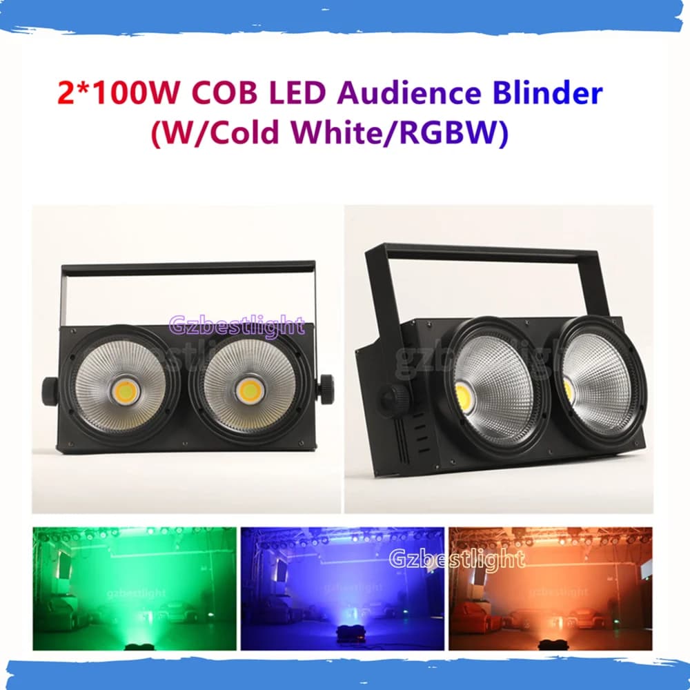 Audience COB Beam 200W rgbw 4in1 light LED 2 eyes 2x 100W Blinder Lighting DMX Controller Stage Lighting Effect for Church Party