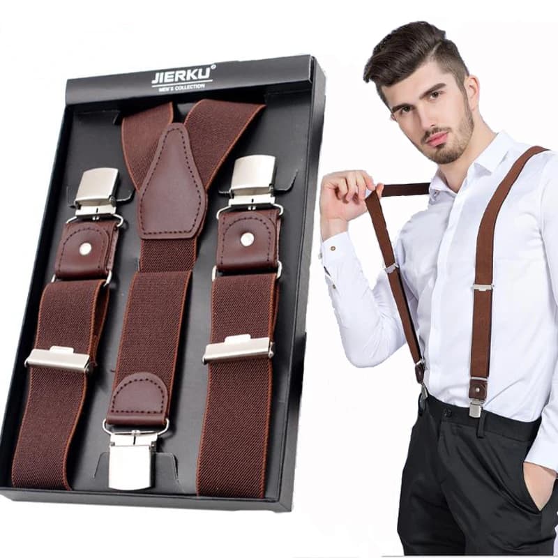 New Man's Suspenders New Braces 3 Clips Leather Casual Suspensorios Trousers Strap Gift For Dad High Quality Tirantes